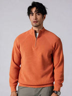 Men's Ribbed Knit Mock Neck Quarter-Zip Sweater