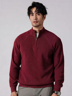 Men's Ribbed Knit Mock Neck Quarter-Zip Sweater