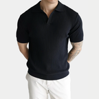 Men's Ribbed Knit Polo Shirt