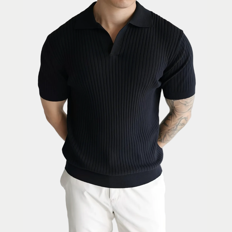 Men's Ribbed Knit Polo Shirt