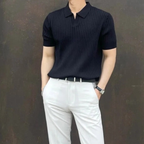 Men's Ribbed Knit Polo Shirt