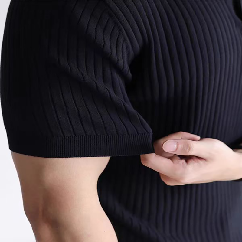 Men's Ribbed Knit Polo Shirt