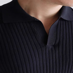 Men's Ribbed Knit Polo Shirt