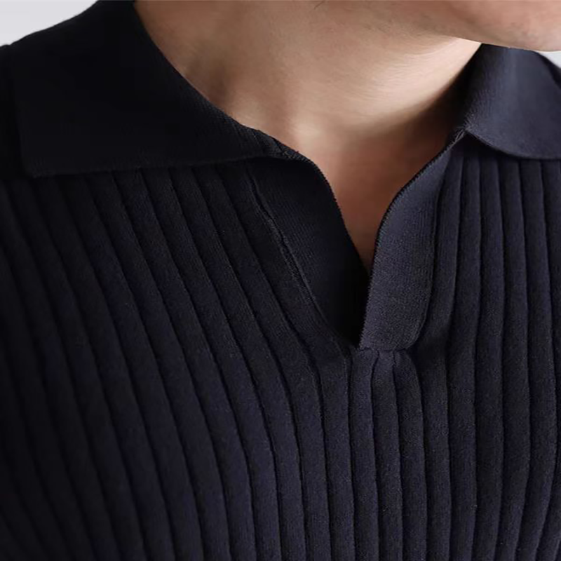 Men's Ribbed Knit Polo Shirt