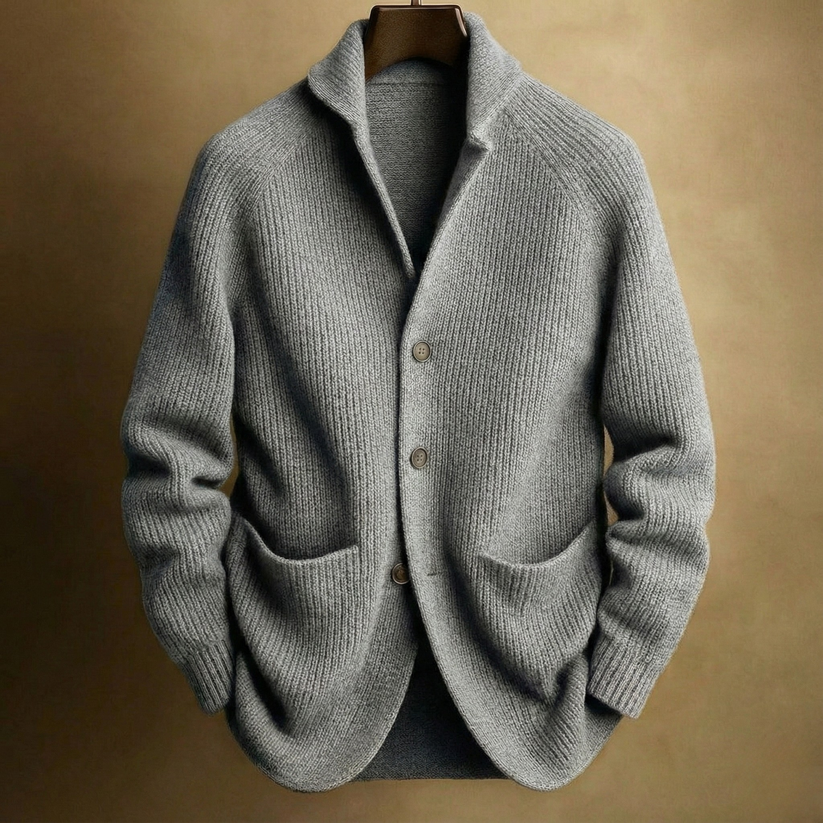 Men's Ribbed Knit Shawl Collar Cardigan