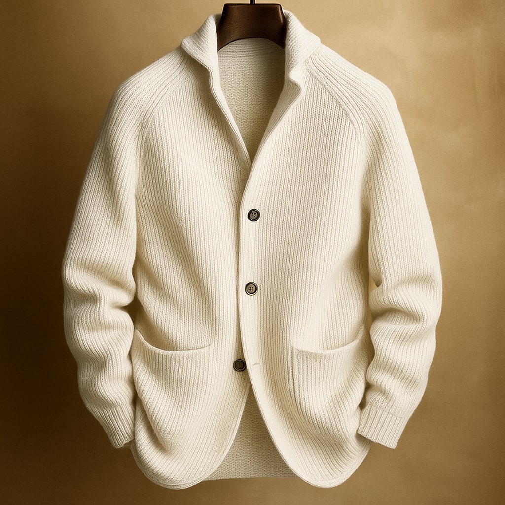 Men's Ribbed Knit Shawl Collar Cardigan