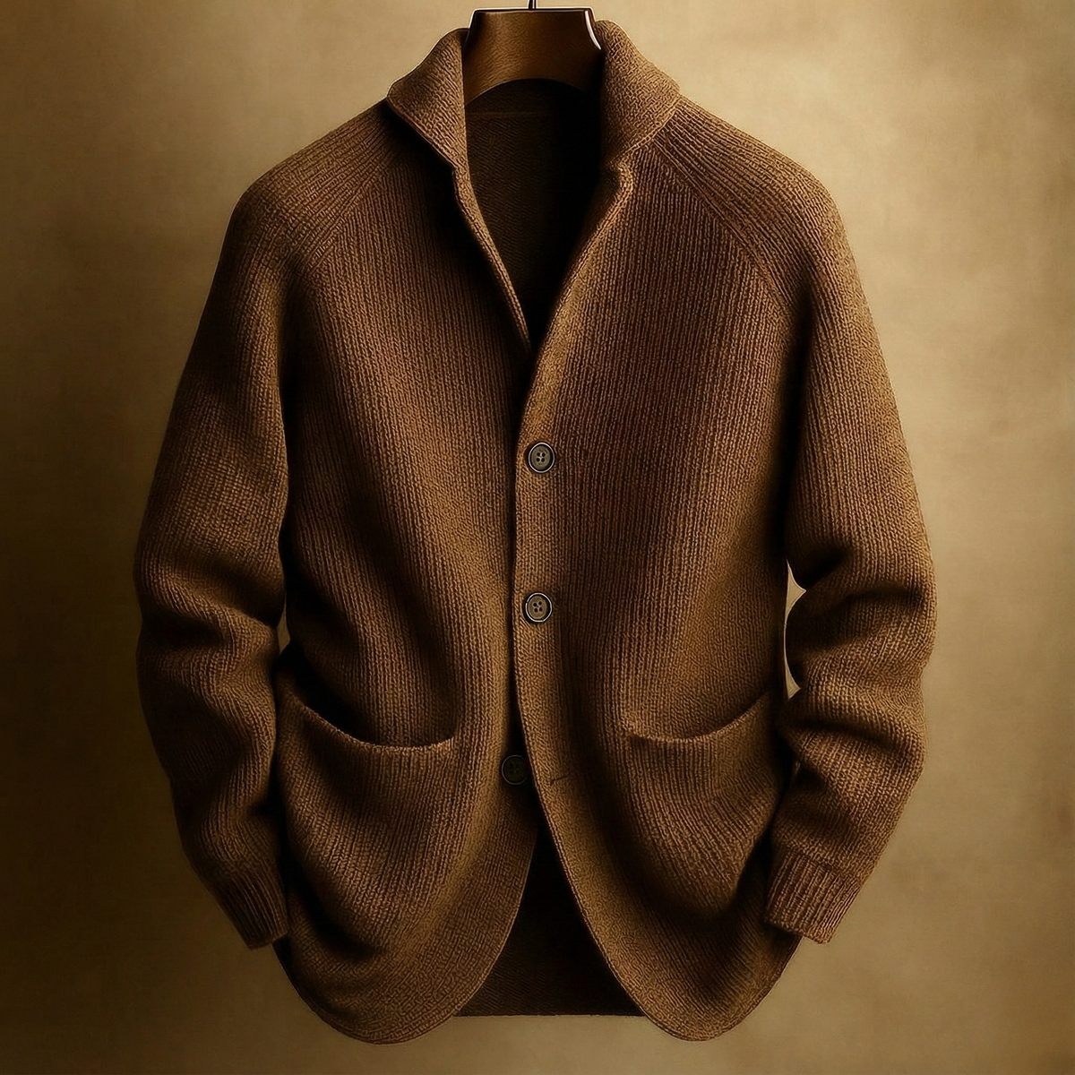 Men's Ribbed Knit Shawl Collar Cardigan