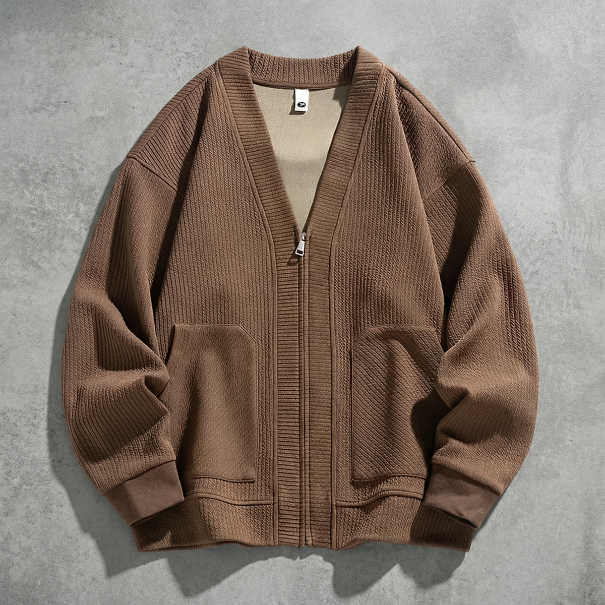 Men's Ribbed Oversized Full-Zip Cardigan