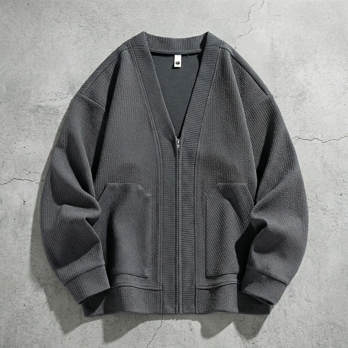 Men's Ribbed Oversized Full-Zip Cardigan