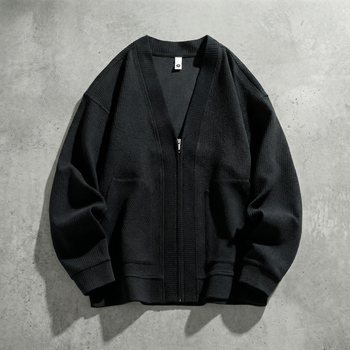 Men's Ribbed Oversized Full-Zip Cardigan