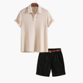 Men's Ribbed Polo and Tailored Shorts Set