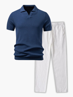 Men's Ribbed Polo and Tapered Pants Set