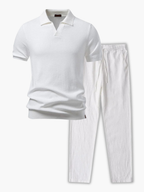 Men's Ribbed Polo and Tapered Pants Set