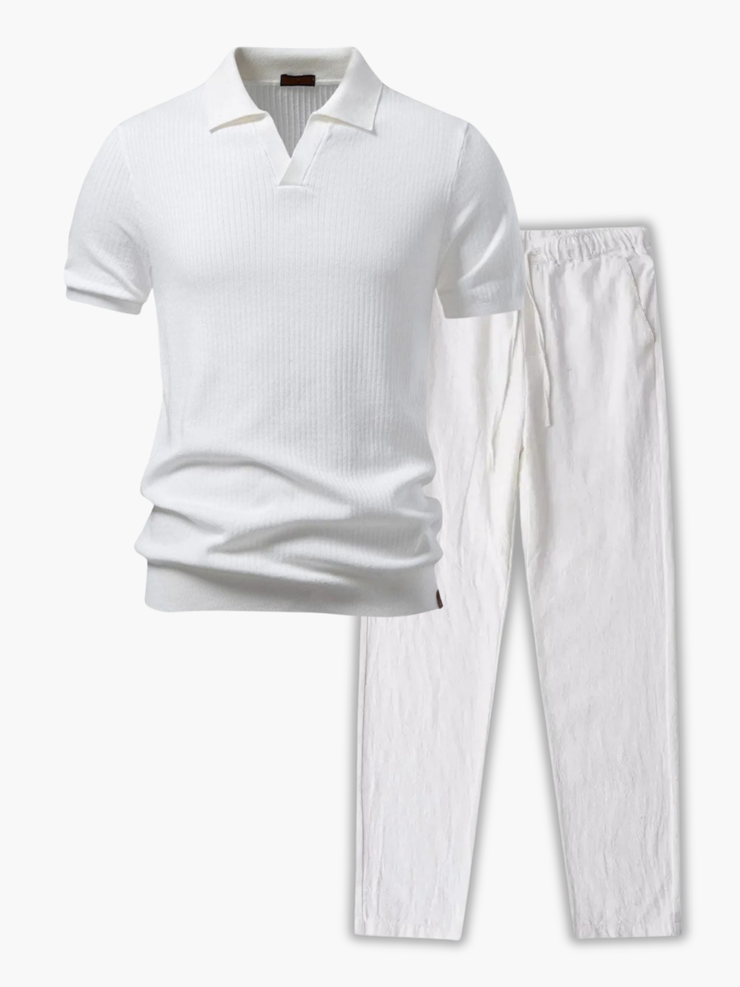 Men's Ribbed Polo and Tapered Pants Set