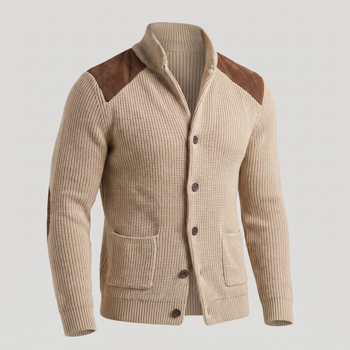 Men's Ribbed Shawl Collar Cardigan