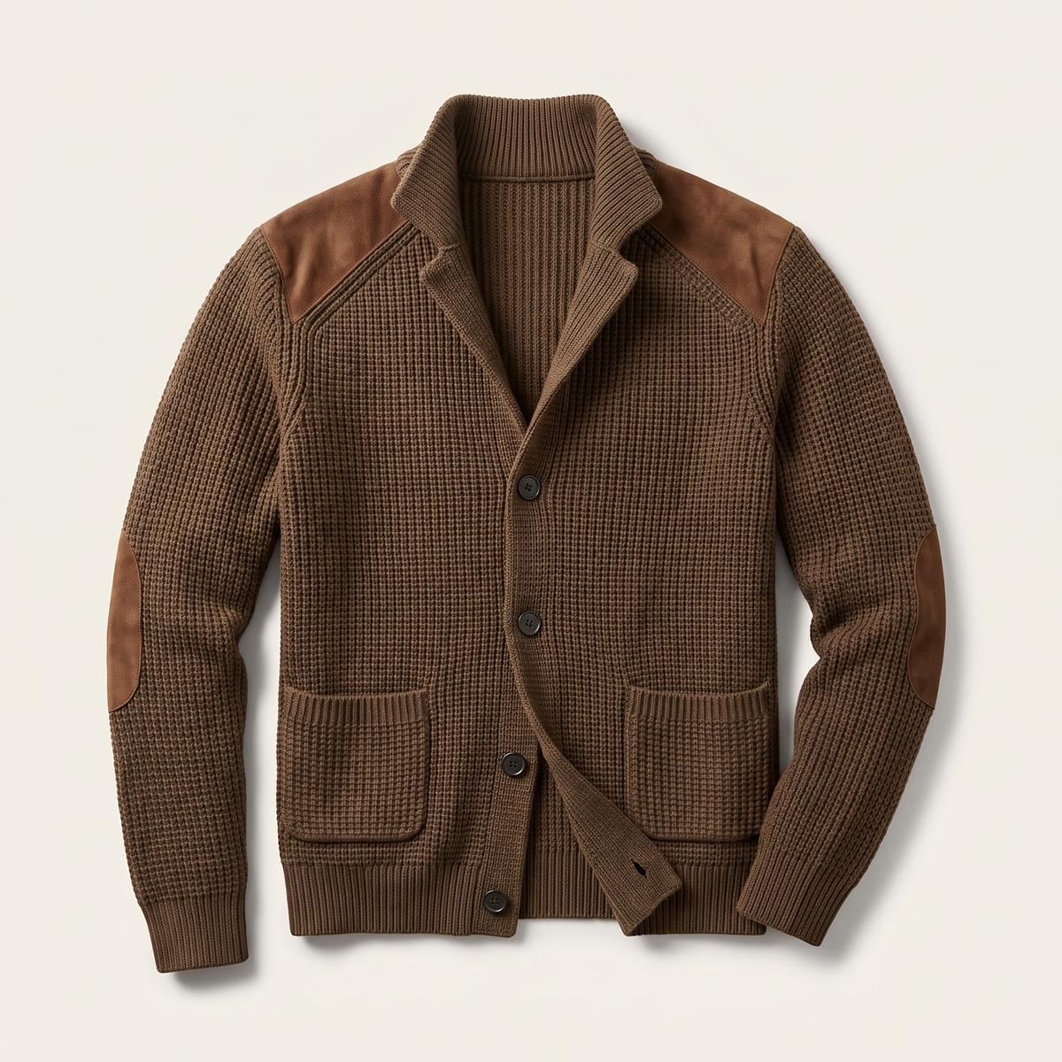 Men's Ribbed Shawl Collar Cardigan