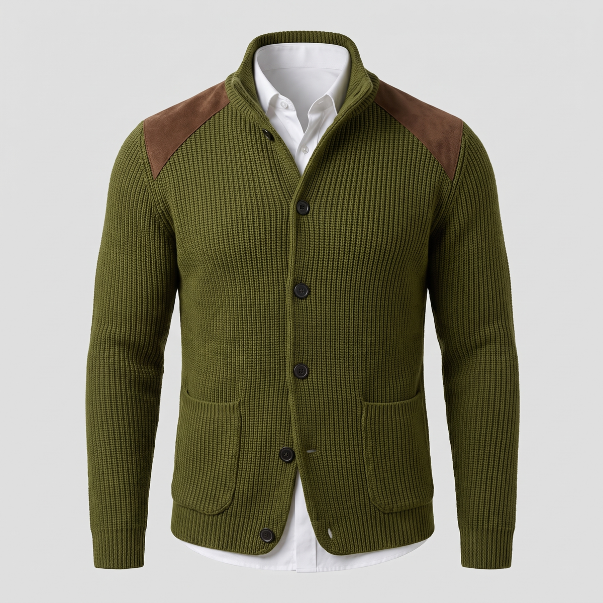 Men's Ribbed Shawl Collar Cardigan
