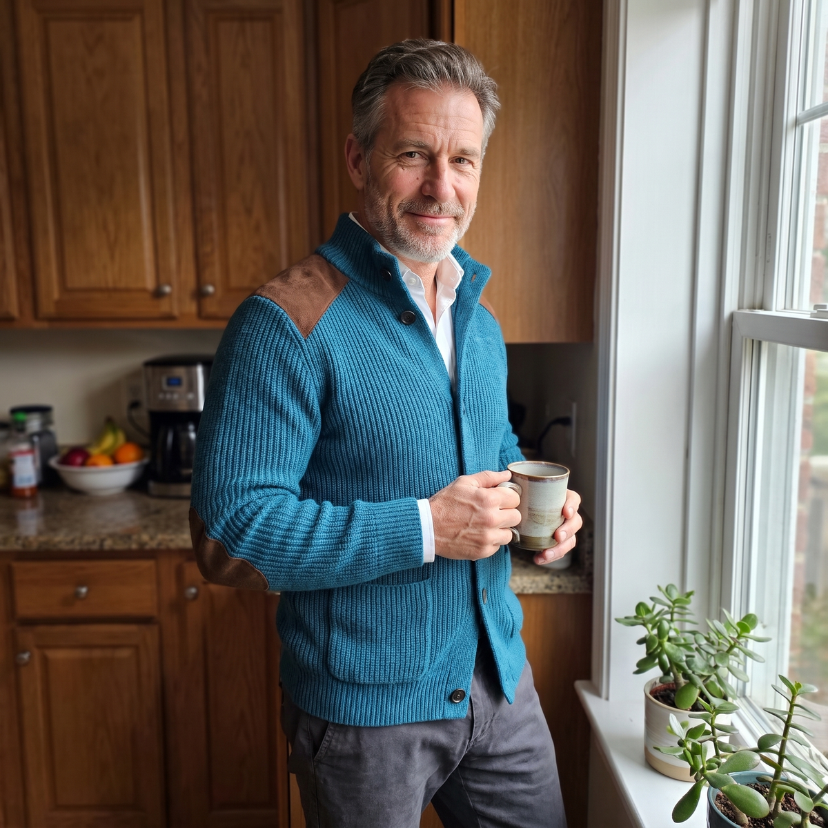 Men's Ribbed Shawl Collar Cardigan