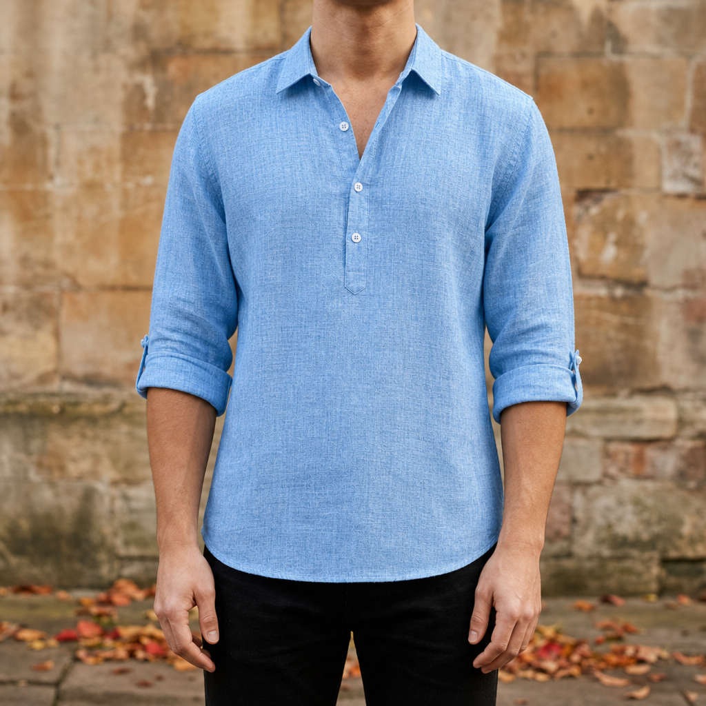 Men's Roll-Up Sleeve Pullover Shirt
