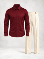 Men's Satin-Look Regular Fit Shirt & Pants Set