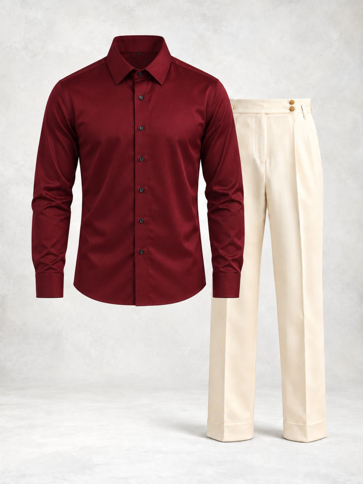 Men's Satin-Look Regular Fit Shirt & Pants Set