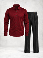 Men's Satin-Look Regular Fit Shirt & Pants Set