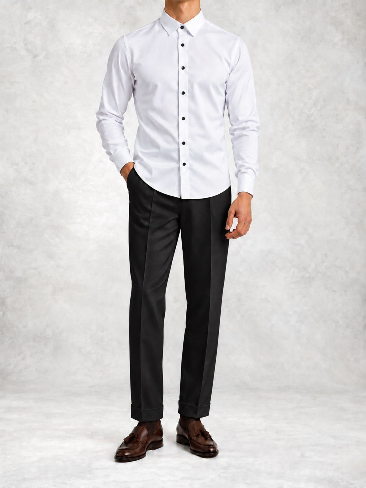 Men's Satin-Look Slim Fit Shirt Pants Set