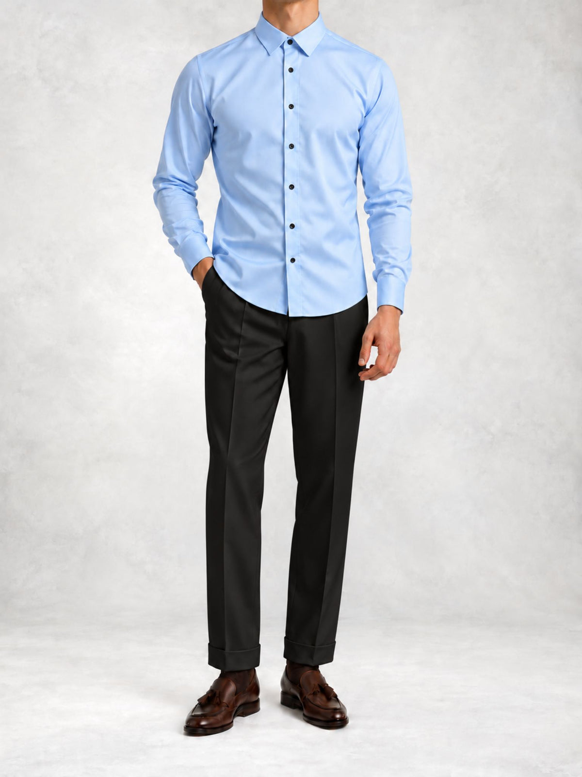 Men's Satin-Look Slim Fit Shirt Pants Set