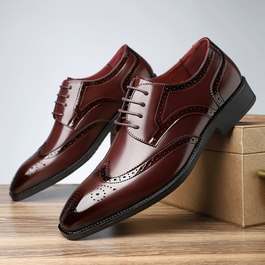 Men's Shoes with Floral Perforated Details