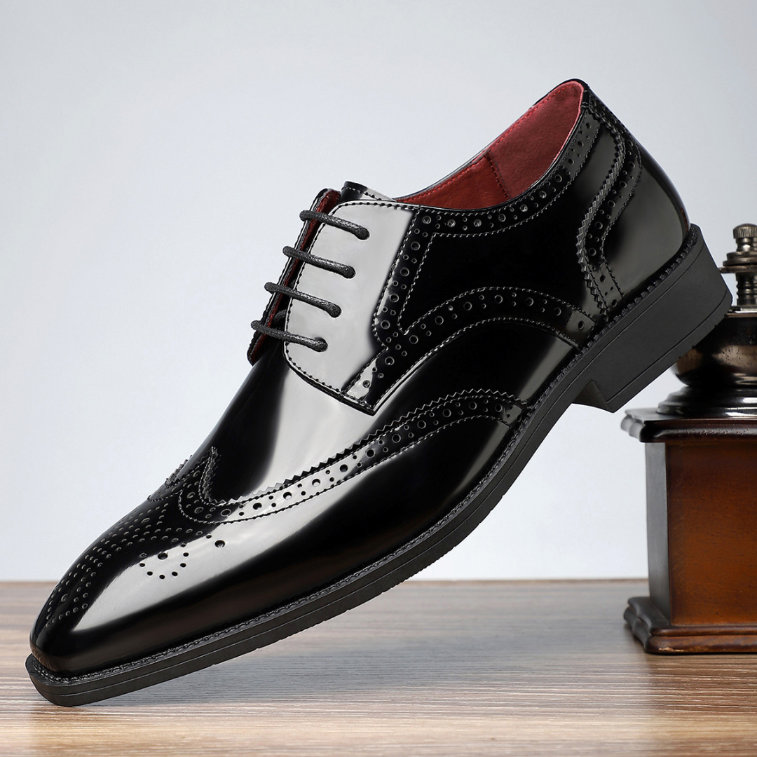 Men's Shoes with Floral Perforated Details