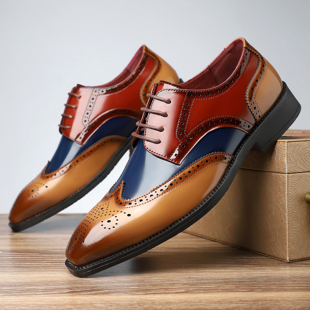Men's Shoes with Floral Perforated Details