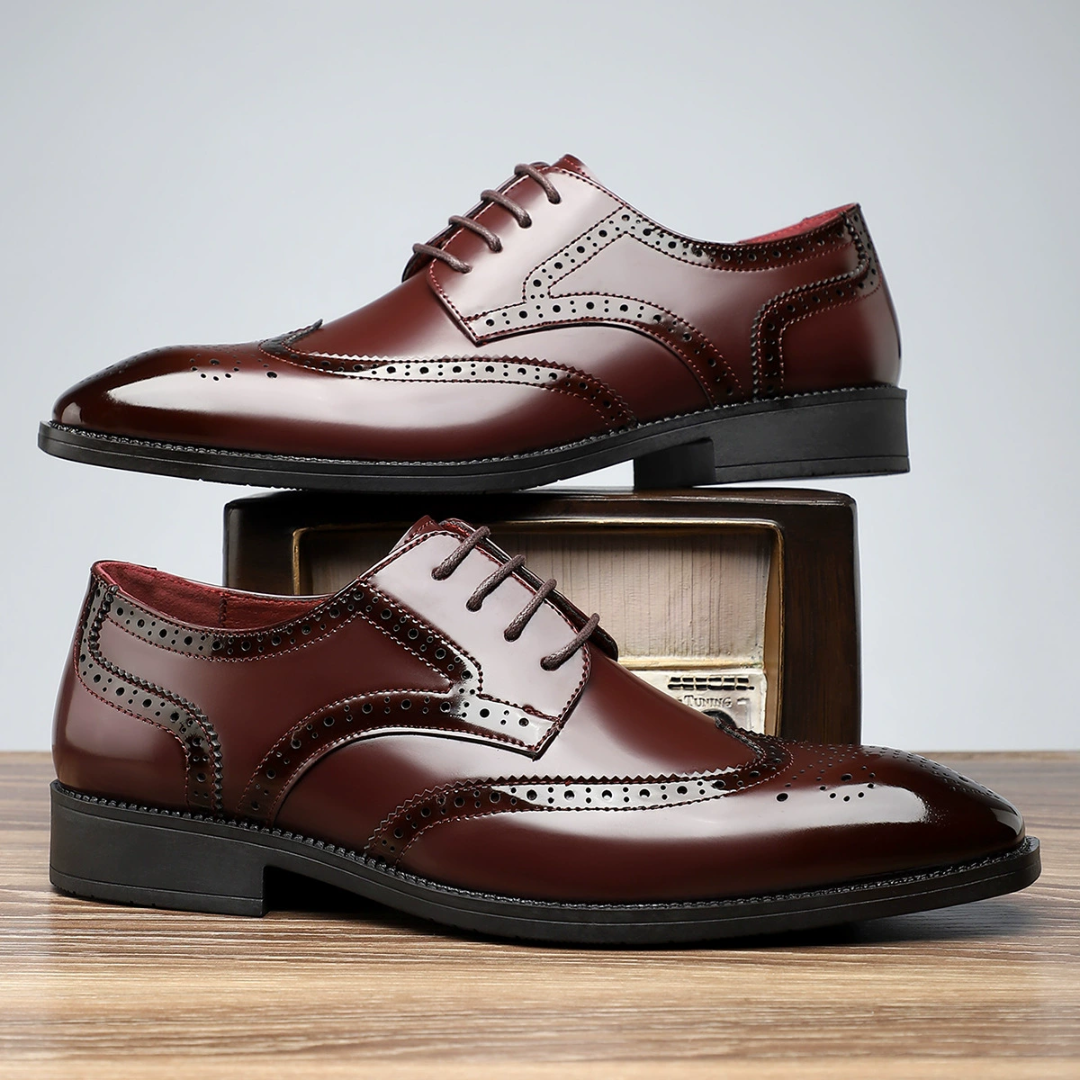 Men's Shoes with Floral Perforated Details