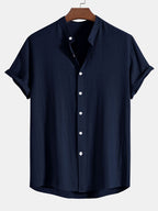 Men's Short Sleeve Mandarin Collar Shirt