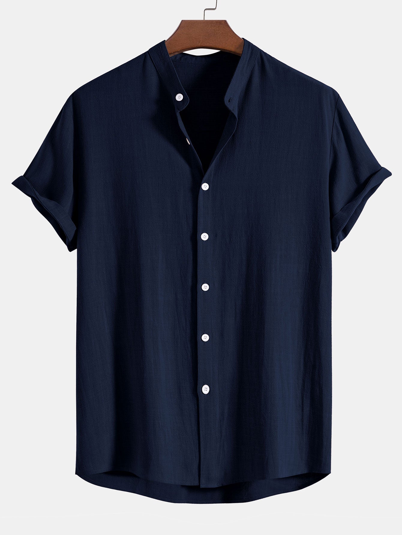 Men's Short Sleeve Mandarin Collar Shirt