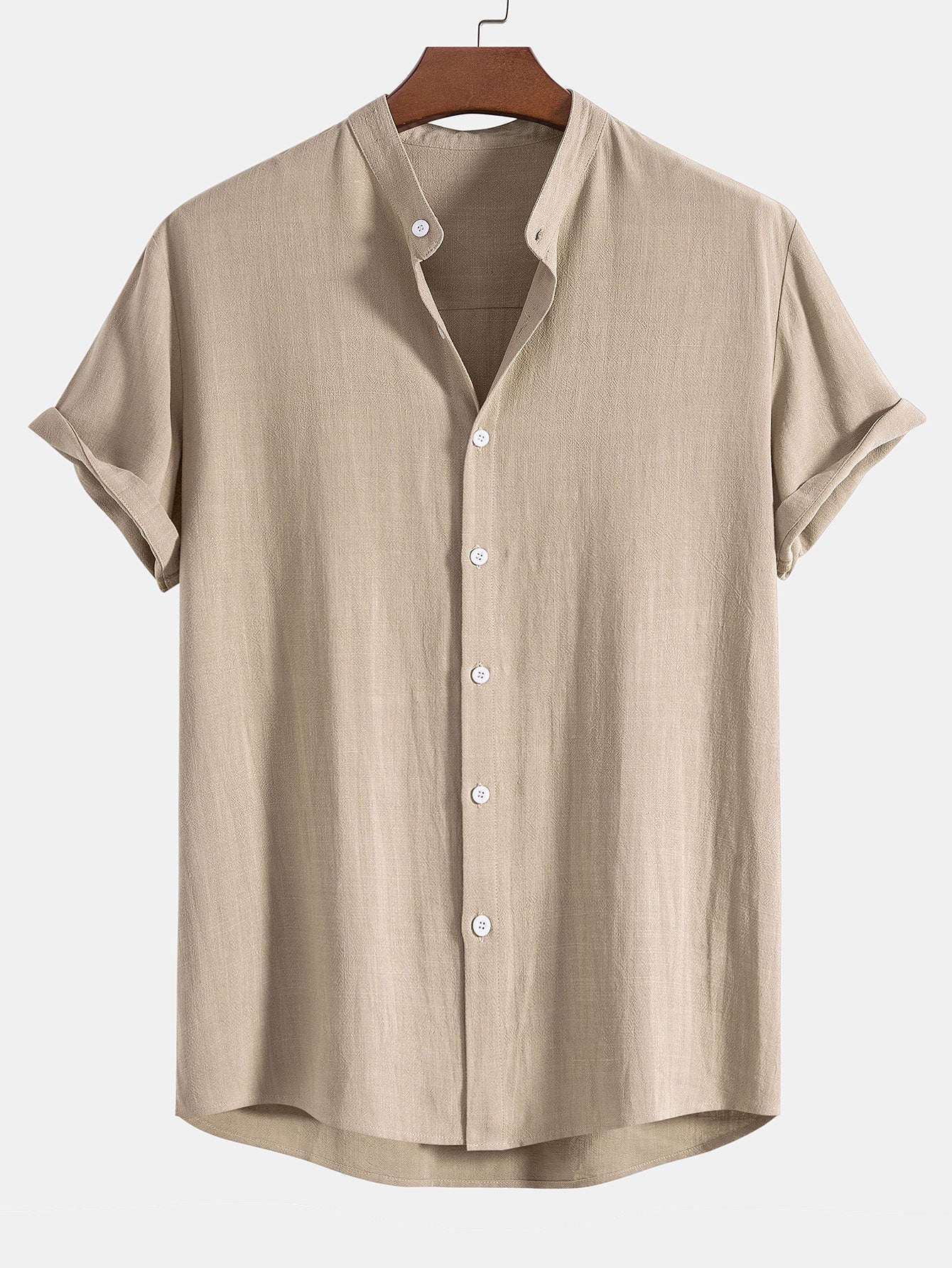 Men's Short Sleeve Mandarin Collar Shirt