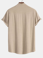 Men's Short Sleeve Mandarin Collar Shirt