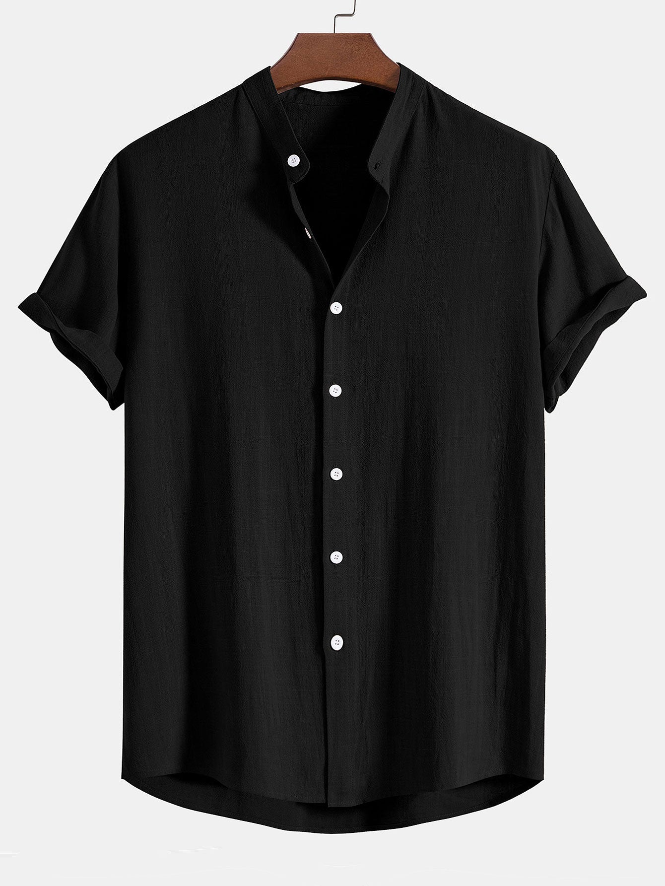 Men's Short Sleeve Mandarin Collar Shirt