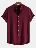 Men's Short Sleeve Mandarin Collar Shirt