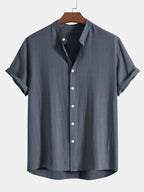 Men's Short Sleeve Mandarin Collar Shirt