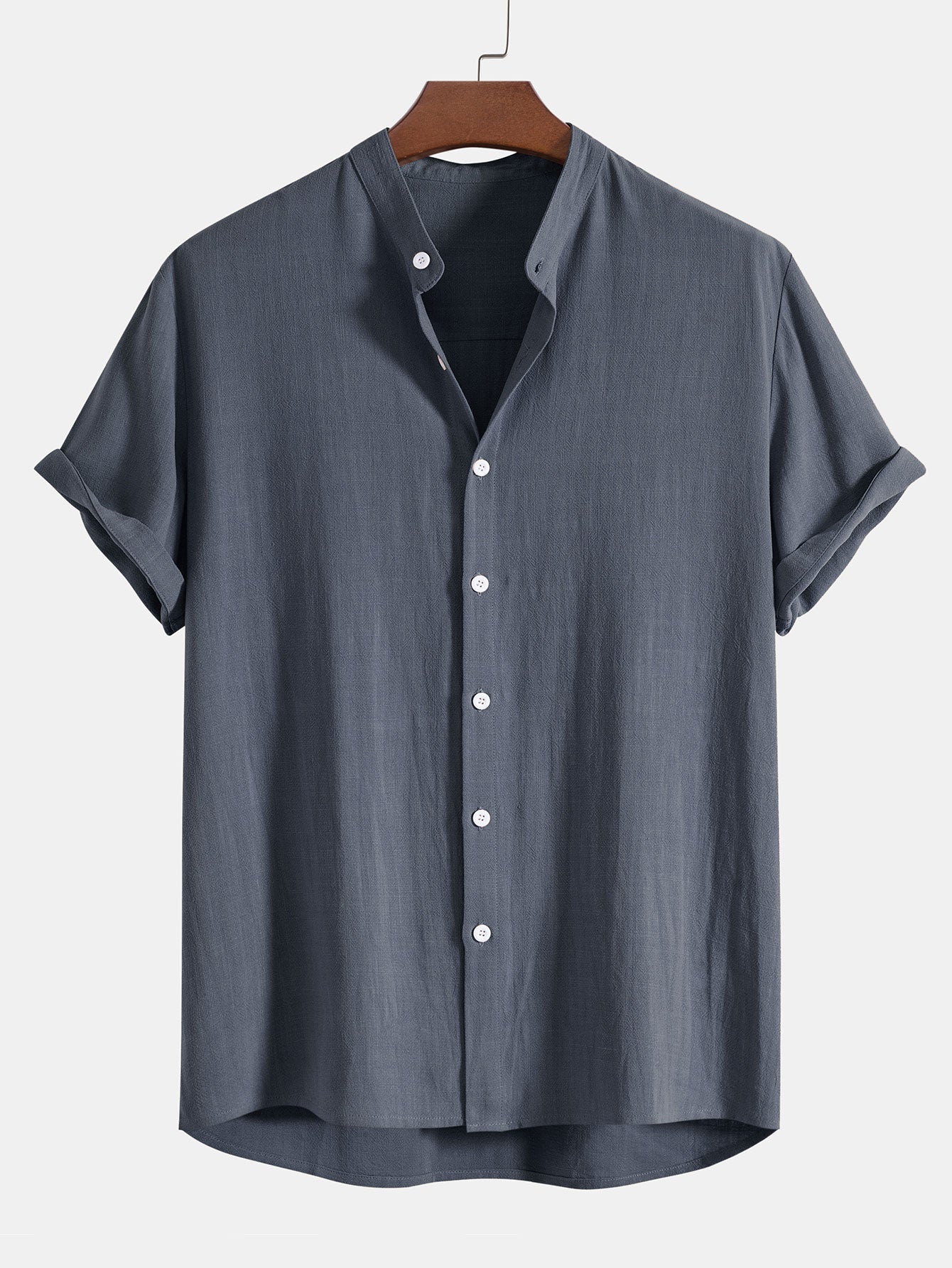 Men's Short Sleeve Mandarin Collar Shirt