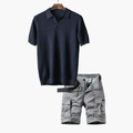 Men's Short Sleeve Polo and Cargo Shorts Set