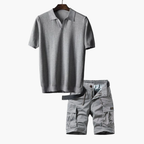 Men's Short Sleeve Polo and Cargo Shorts Set
