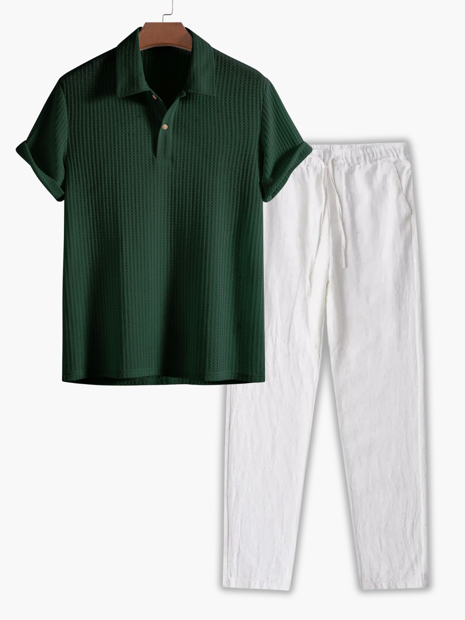 Men's Short Sleeve Polo and Drawstring Pants Set