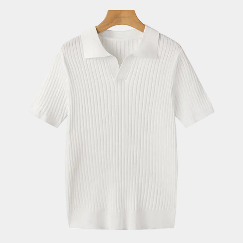 Men's Short Sleeve Ribbed Polo Shirt