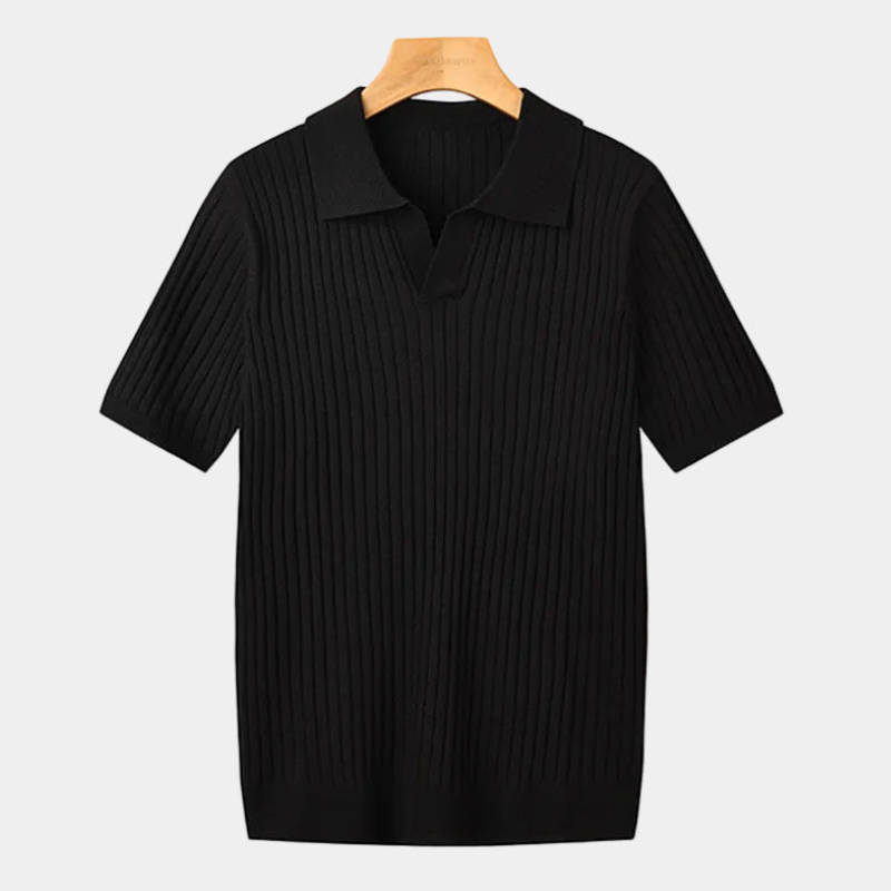 Men's Short Sleeve Ribbed Polo Shirt