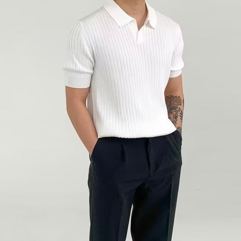 Men's Short Sleeve Ribbed Polo Shirt