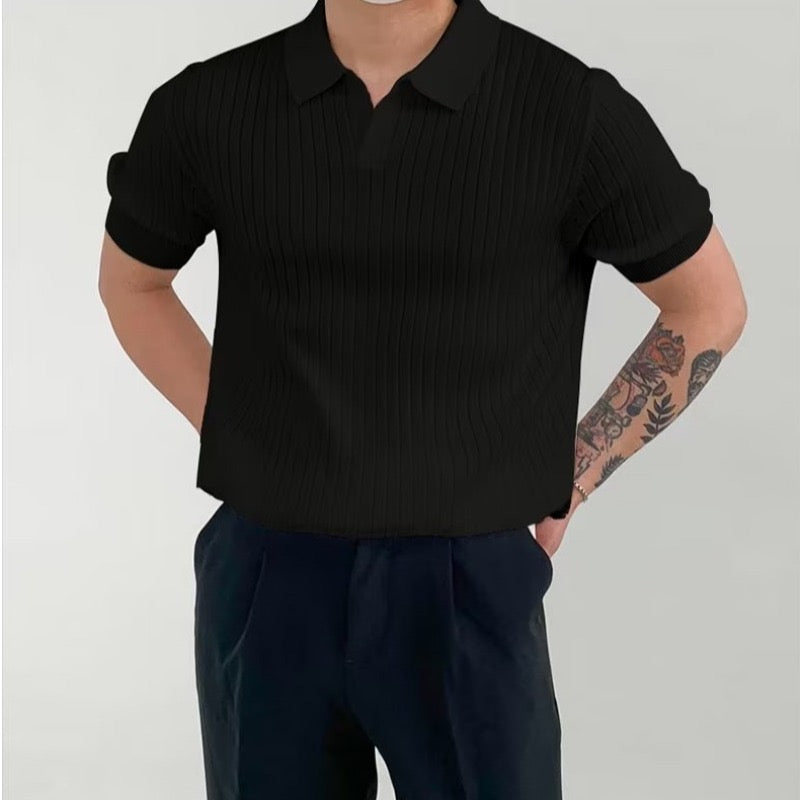 Men's Short Sleeve Ribbed Polo Shirt