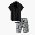 Men's Short Sleeve Shirt and Cargo Shorts Set