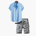 Men's Short Sleeve Shirt and Cargo Shorts Set