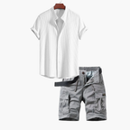 Men's Short Sleeve Shirt and Cargo Shorts Set